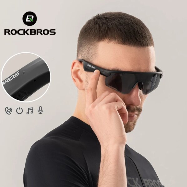 ROCKBROS gafas polarizadas inalámbricas Bluetooth 5,2 gafas de sol auriculares teléfono conducción MP3 montar ciclismo gafas UV400