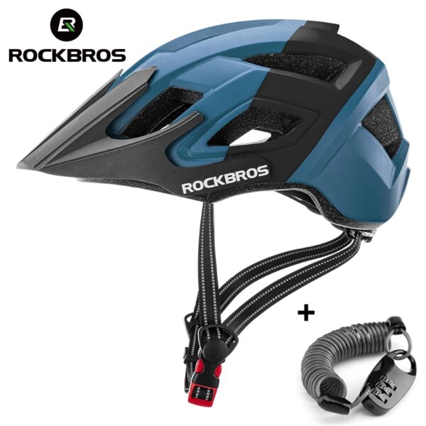 ROCKBROS-casco de ciclismo de montaña, moldeado integralmente, ultraligero, transpirable, para exteriores, equipo de bicicleta con cerradura