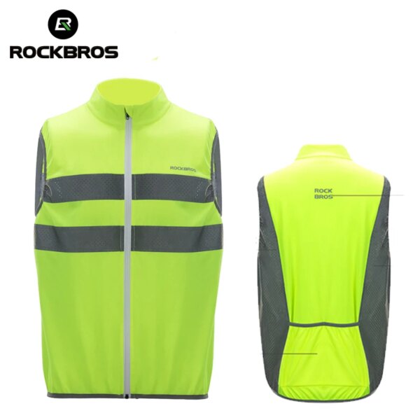 ROCKBROS-Chaleco reflectante deportivo, chaleco de seguridad con ventilación, chaleco reflectante para motocicleta, chaleco reflectante para ciclismo transpirable sin mangas