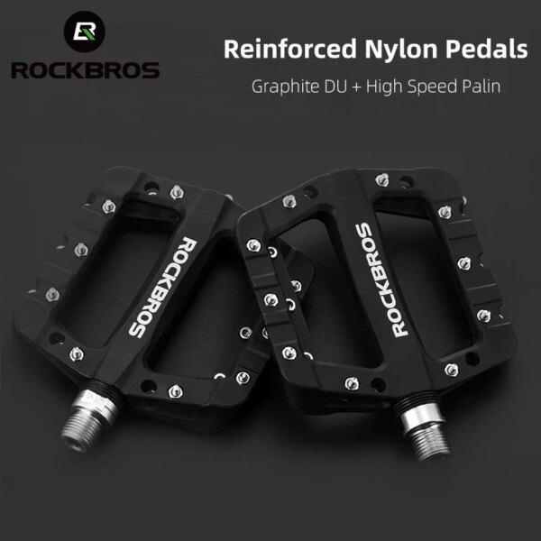 Pedales ultraligeros ROCKBROS para ciclismo, rodamientos de sello plano de molibdeno de nailon, pedales de bicicleta duraderos, área ampliada, piezas de bicicleta de carretera MTB