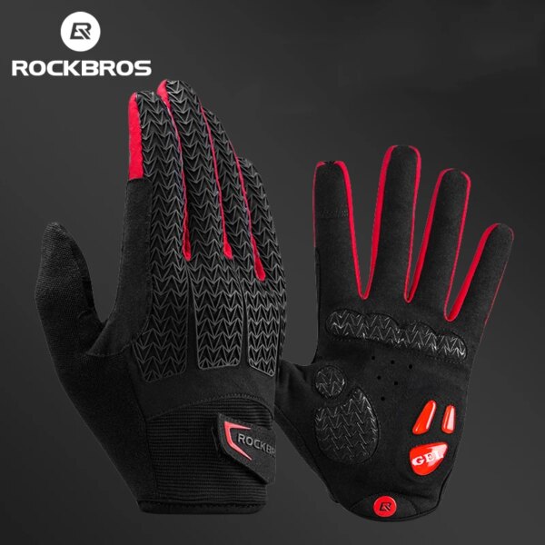 Guantes de ciclismo ROCKBROS a prueba de viento con pantalla táctil para montar en bicicleta MTB, guantes térmicos cálidos para motocicleta, guantes para invierno y otoño para bicicleta