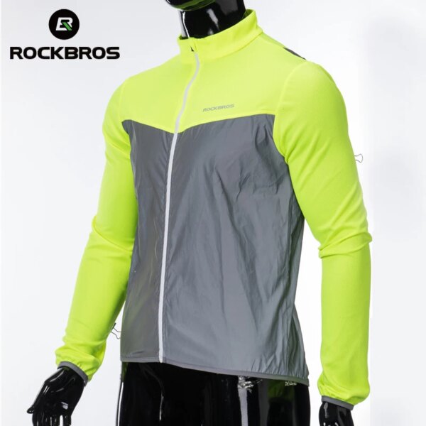 ROCKBROS-chaquetas de ciclismo a prueba de viento para hombre, ropa de montar transpirable, camisetas de seguridad en bicicleta, abrigo reflectante para correr, primavera y verano