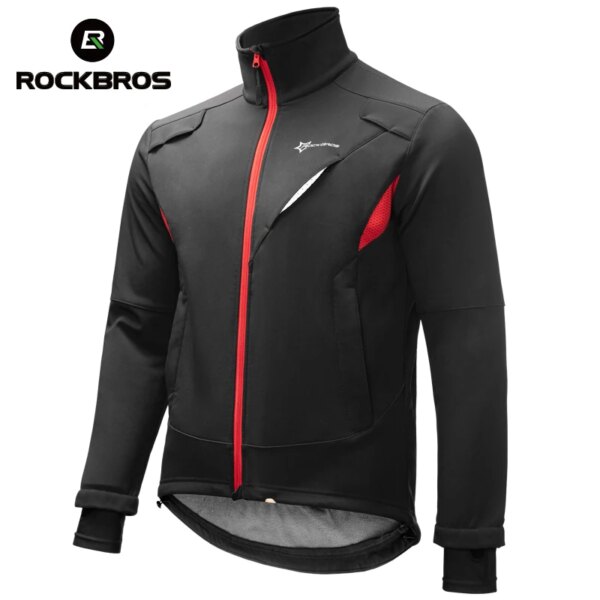 ROCKBROS-chaquetas de ciclismo de invierno, chaqueta térmica cálida de lana para bicicleta, Tops impermeables a prueba de viento, abrigo reflectante, camisetas para bicicleta de montaña