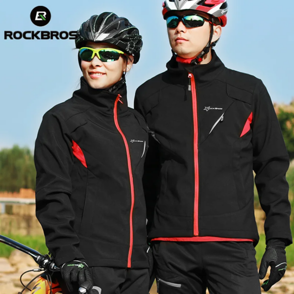 ROCKBROS-Conjunto de ciclismo de invierno, ropa térmica para bicicleta, uniforme de ciclismo, ropa para hombres y mujeres, conjunto de Jersey a prueba de viento para mantener el calor, traje de ciclismo