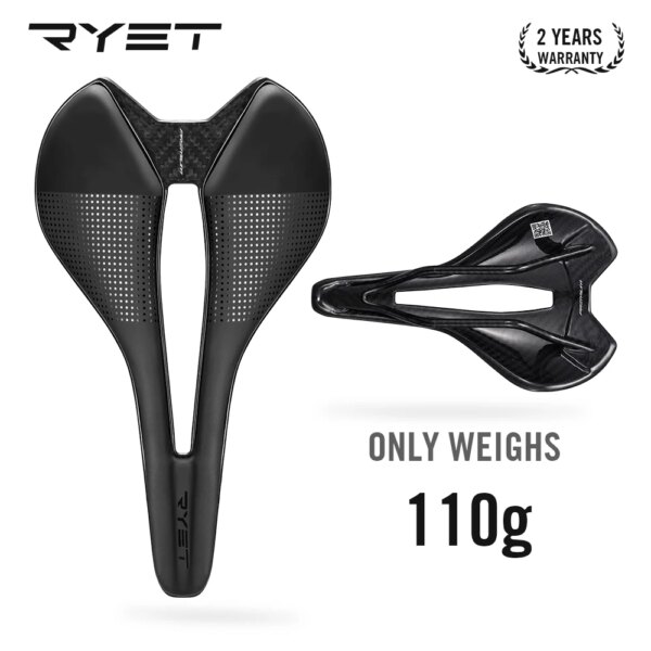 Sillín de bicicleta RYET, sillín de ciclismo de carreras de carbono súper ligero, 110g, 7x9mm, rieles de carbono ovalados, cojín para asiento de bicicleta de carretera Superflow