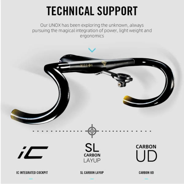 RYET-Manillar de carbono para bicicleta de carretera, Cable interno integrado, para horquilla en forma de D, con soporte para computadora y espaciador aerodinámico