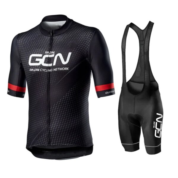 Raudax GCN-Conjunto de Jersey de Ciclismo para Hombre, Ropa de Ciclismo negra, uniforme para bicicleta de montaña, Kit de bicicleta al aire libre, Maillot para Hombre