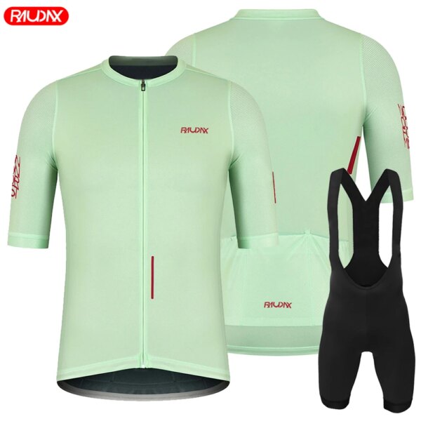 Raudax UNISEX SPECTRA conjuntos de Jersey de manga corta Ropa Ciclismo Hombre Ropa de Ciclismo de verano pantalones cortos con pechera de triatlón traje camisa de bicicleta