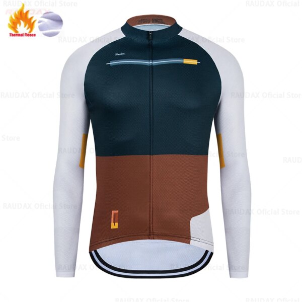 Raudax-uniforme térmico de lana para Ciclismo de montaña, chaqueta de Ciclismo para equipo de hombre, Jersey de Ciclismo de manga larga, Ropa para bicicleta