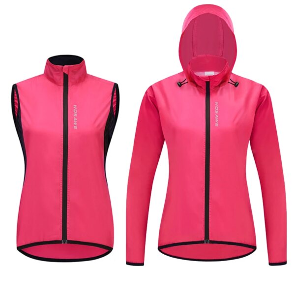 Cortavientos rojo para mujer, con capucha para ciclismo, para correr, Altra Light, parabrisas para bicicleta, vientos cortos, ropa deportiva para mujer, primavera y otoño