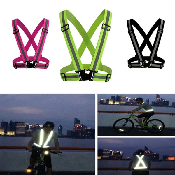 Chaleco reflectante de alta visibilidad Unisex, chaleco de seguridad en ciclismo para correr al aire libre, correa elástica ajustable, trabajo fluorescente, venta al por mayor