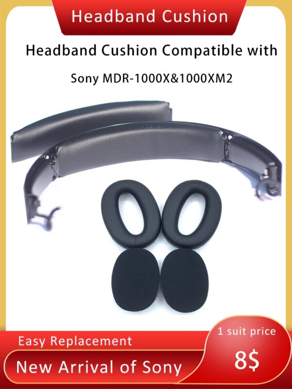 Almohadilla de diadema de repuesto para auriculares Sony WH1000XM2 MDR-1000X, almohadillas de cuero, accesorios protectores