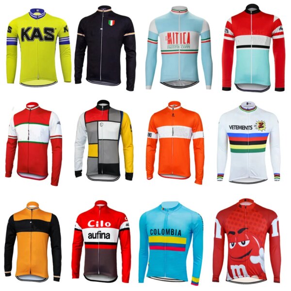 Jersey de Ciclismo de equipo Retro para hombre, ropa de bicicleta de manga larga, ropa fina para deportes al aire libre, ropa de Ciclismo MTB, múltiples opciones