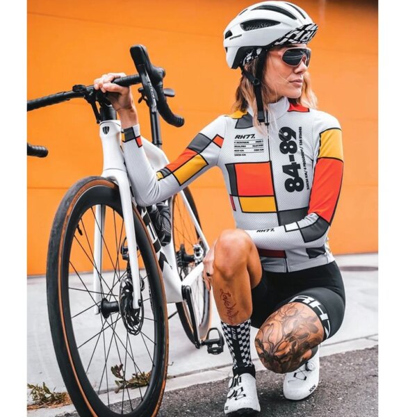 Rh77-Chaquetas de Ciclismo de manga larga para mujer, ropa de Ciclismo femenina para bicicleta de montaña, ropa térmica cálida de lana para Invierno 2022