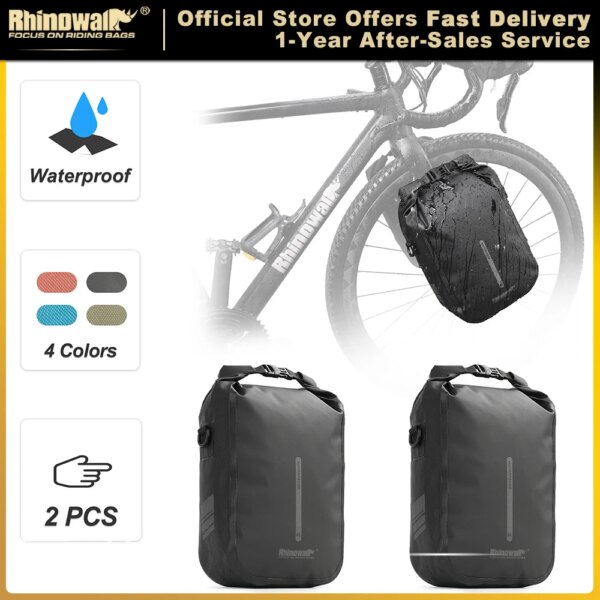 Rhinowalk-Bolsa para horquilla de liberación rápida para bicicleta, 2 piezas, impermeable, 4L, 6L, paquete frontal, montaje, bolsa para vehículo, Scooter Eléctrico