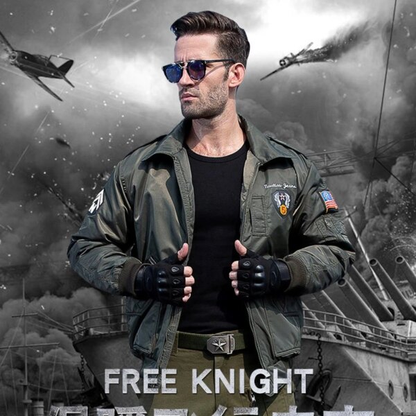 Ropa de montar a prueba de viento, top de trabajo táctico del ejército, cortavientos holgado, abrigo grueso de masa cálida, chaqueta de piloto Bomber para motocicleta y scooter