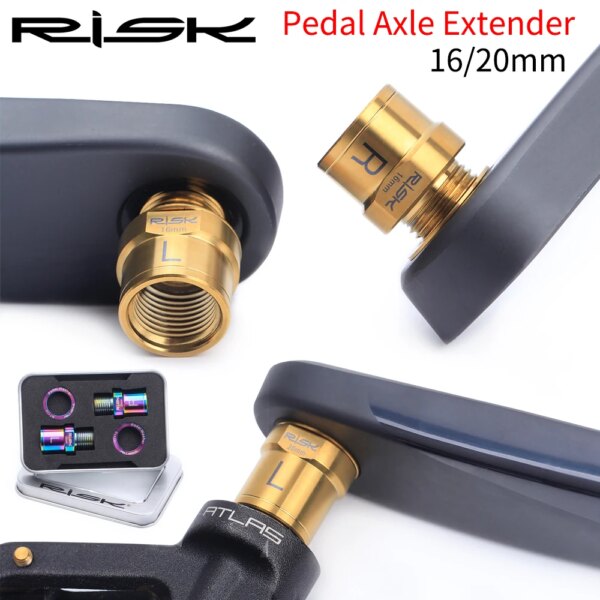 Extensores de pedales de bicicleta de titanio Risk, 16mm/20mm con arandela, extensión de pedales de luz para bicicleta de montaña, estirados con junta RT109