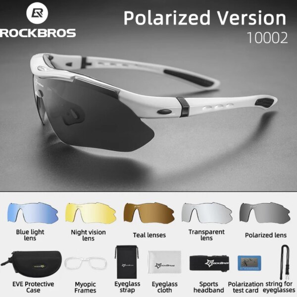 Gafas de ciclismo RockBros, gafas de sol polarizadas para deportes al aire libre, gafas para bicicleta, gafas, 5 lentes, accesorios para bicicleta