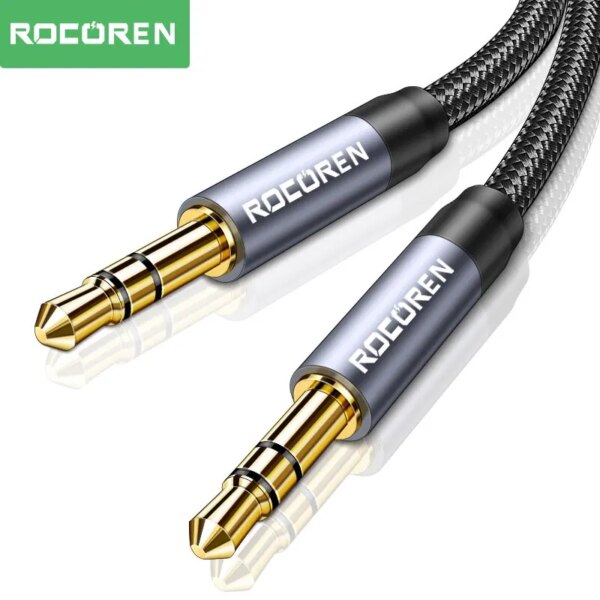 Rocoren 3,5mm Jack Cable de Audio Jack 3,5mm macho a macho Cable auxiliar de Audio para teléfono auriculares coche MP3 altavoz ordenador Cable auxiliar 5M