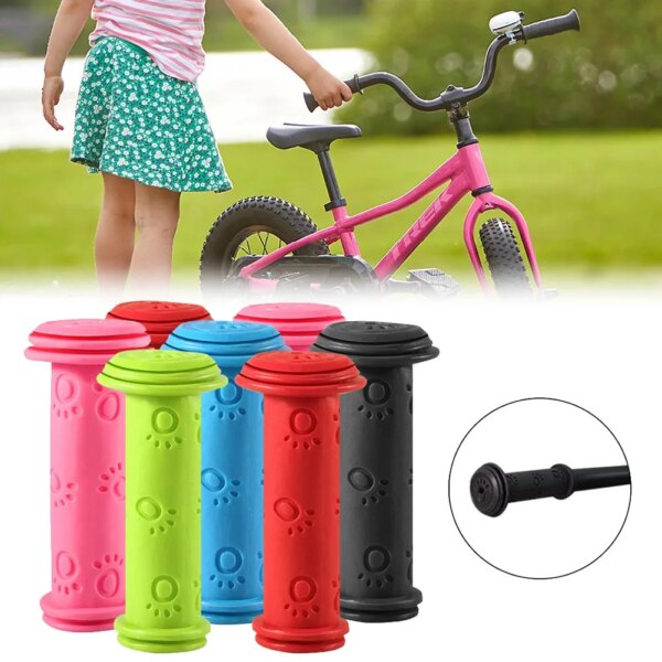 Mango de goma para manillar de bicicleta, cubierta antideslizante para bicicleta, triciclo, monopatín, Scooter para niños, azul y rojo