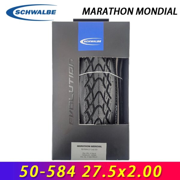 SCHWALBE MARATHON MONDIAL Touring bicicleta neumático 50-584 27,5x2,00 negro Reflex neumático plegable para Touring MTB bicicleta ciclismo piezas