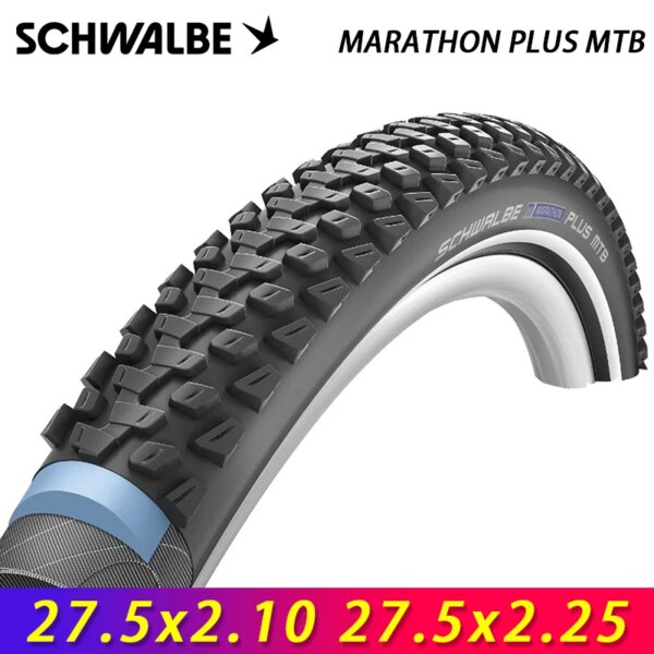 SCHWALBE Original 27,5x2,10/2,25 MARATHON PLUS MTB neumático de bicicleta con cable réflex negro para bicicleta eléctrica todoterreno MTB piezas de ciclismo