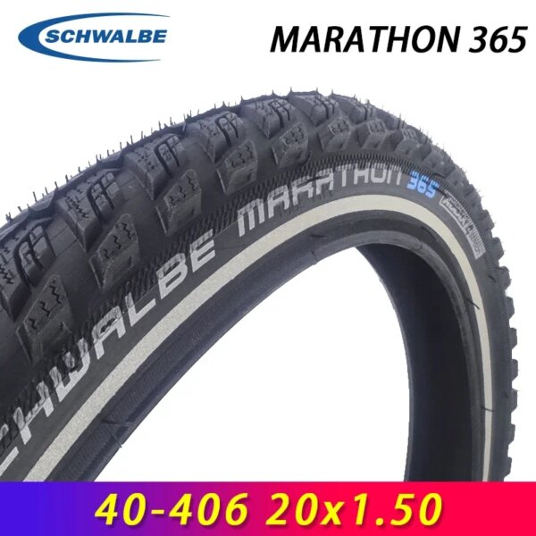 SCHWALBE MARATHON 365 Original, neumático para todas las estaciones, 40-406 20x1,50, neumático negro Reflex con cable para bicicleta plegable, piezas de ciclismo