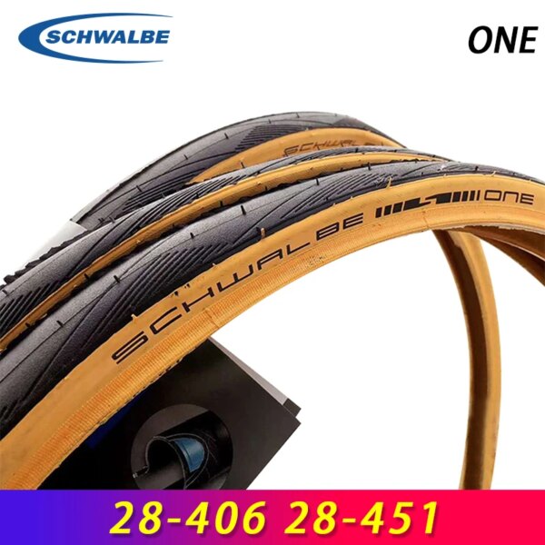 SCHWALBE Original ONE 28-406 28-451, neumáticos con cable para bicicleta con borde amarillo y negro para bicicleta de carretera, piezas plegables para bicicleta BMX