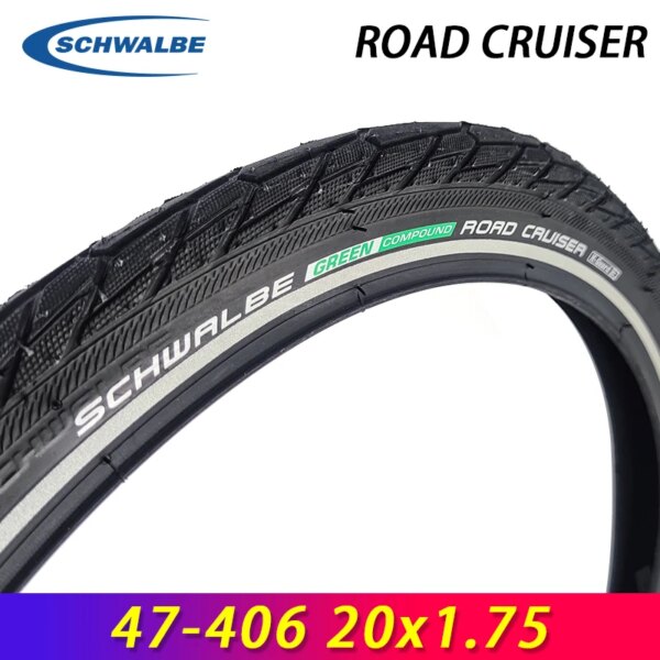 SCHWALBE ROAD CRUISER 20 pulgadas negro-reflex neumático de bicicleta con cable 47-406 20x1,75 para bicicleta plegable de ciudad piezas de ciclismo de carretera