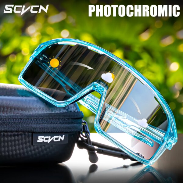 SCVCN Gafas de sol fotocromáticas para ciclismo, gafas para ciclismo UV400, gafas para bicicleta, gafas deportivas para bicicleta de montaña y exterior, gafas de sol