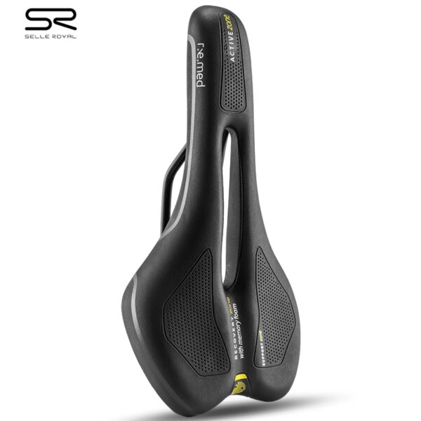 SELLE ROYAL Sillín de Ciclismo MTB Atlético Hueco Transpirable Espuma de Memoria Esponja Cojín Amortiguador Sillín de Bicicleta Unisex Negro