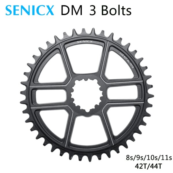 SENICX Plato de bicicleta de carretera 42T 44T rueda de cadena corona de bicicleta de un solo disco para platos y bielas de 9/10/11/12 velocidades