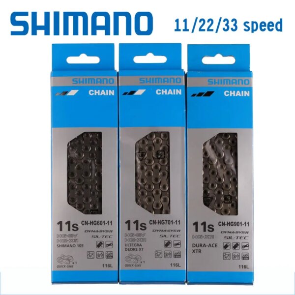 SHIMANO-cadena de 11 velocidades, CN-HG601 HG701 HG901, cadena para bicicleta de montaña, 116 eslabones con caja Original, pasadores de hebilla mágica, pieza de bicicleta de carretera