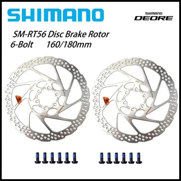 SHIMANO RT56 Rotor 180mm 160mm disco de freno DEORE SM RT56 discos Rotor 160 mm 6 pernos disco de freno de bicicleta de montaña accesorios de bicicleta