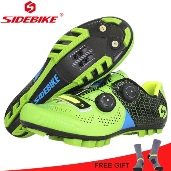 SIDEBIKE-zapatos de ciclismo MTB para hombre y mujer, zapatillas de carreras para bicicleta de montaña, zapatillas profesionales con autosujeción