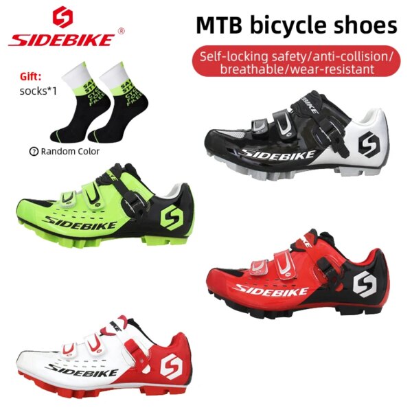 SIDEBIKE-zapatillas de ciclismo para hombre, zapatos de montaña con autobloqueo, transpirables, para escalada, deportes al aire libre, equipo de bicicleta