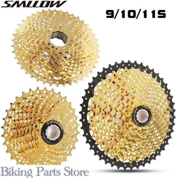 SMLLOW-Cassette dorado para bicicleta de montaña, rueda libre, 9, 10, 11 velocidades, 32/36/42/46/50T, accesorios para bicicleta de montaña