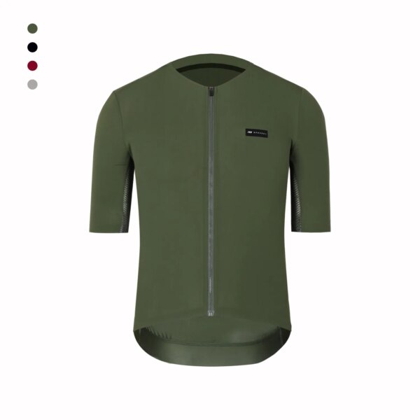 SPEXCEL-Camisetas de ciclismo de manga corta, tejido Coldback UPF 50+ Pro Aero, sin costuras, sin cuello, diseño con bolsillo y cremallera, color verde, novedad de 2021