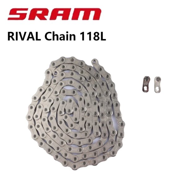 Cadena SRAM RIVAL 12v Tecnología Flattop para bicicleta de carretera 118L Níquel Compatible con transmisiones de 12 velocidades 1x y 2x eTap AXS