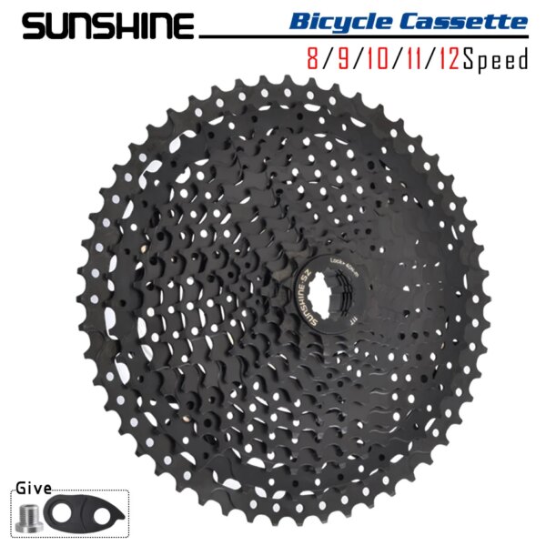 SUNSHINE-Cassette de rueda libre para bicicleta de montaña, color negro, K7, 8/9/10/11/12 velocidades, especificación de estructura SHIMANO HG para SHIMANO SRAM