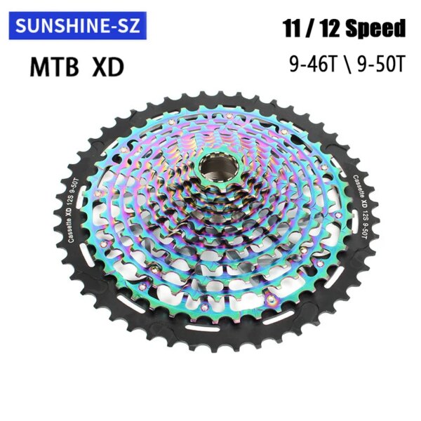 SUNSHINE-Cassette CNC XD para bicicleta de montaña, volante de inercia para bicicleta de montaña de 11S/12 velocidades, piñón de 9-46T/50T, relación de engranaje amplia, rueda libre para SRAM