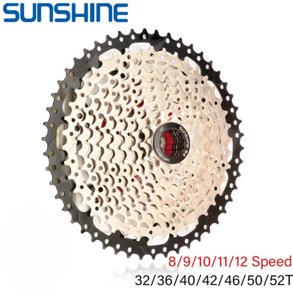 SUNSHINE-piñón libre para bicicleta de montaña, Cassette de 8/9/10/11/12 velocidades, 32/36/40/42/46/50/52T para Shimano/SRAM