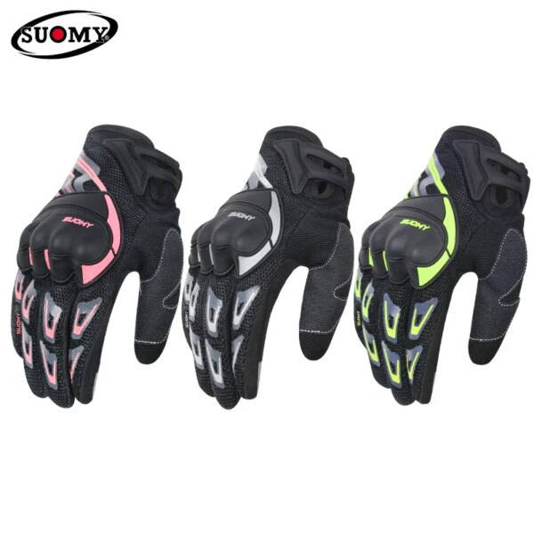 SUOMY Guantes de Moto de Carreras con Dedos Completos y Transpirables, Guantes portátiles Antideslizantes decorados con Estilo de Calidad, Talla Grande XXL, Negro