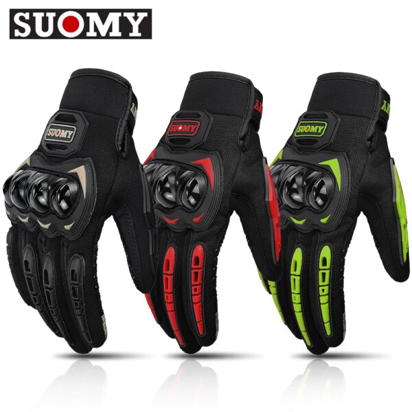 Guantes SUOMY para motocicleta de verano para hombre, guantes transpirables de dedo completo para carreras de Motocross, guantes para motociclista, accesorios para motocicleta