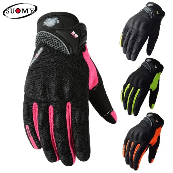 SUOMY Guantes de Moto de verano, Guantes de Motocross con función táctil transpirables, Guantes de Moto con dedos completos, Guantes de carreras S-XXL