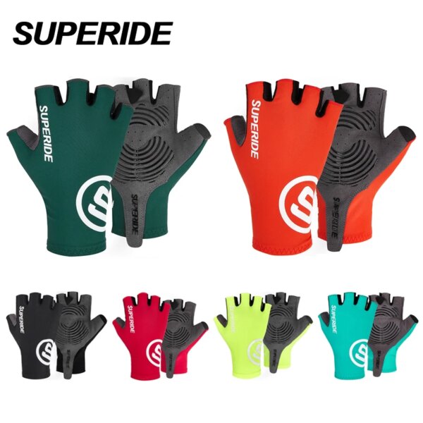 SUPERIDE guantes de ciclismo de medio dedo que absorben la humedad para hombres y mujeres, guantes para bicicleta de carretera, guantes para bicicleta de montaña, guantes acolchados de Gel para bicicleta MTB