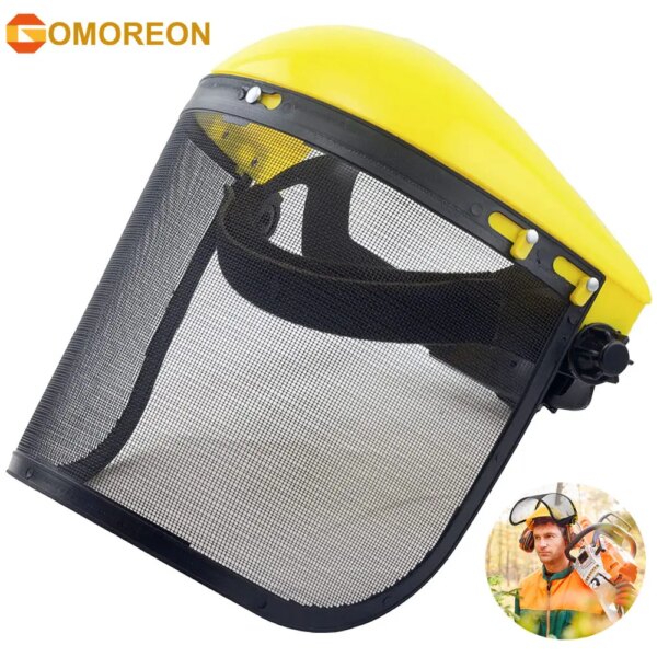 Protector facial de seguridad con visera de malla, casco de motosierra de cara completa, sombrero para recortadora, jardinería, protección contra malezas