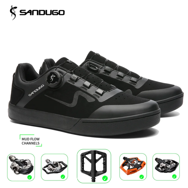 Los zapatos Sandugo Mountain Bike Enduro D/H son adecuados para todos los zapatos de bicicleta SPD y Flat Pedals. Tejido de alta calidad.