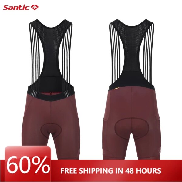 Santic-pantalones cortos con pechera para ciclismo, ropa de ciclismo para mujer, cojín de esponja, transpirable, de secado rápido, 4 horas