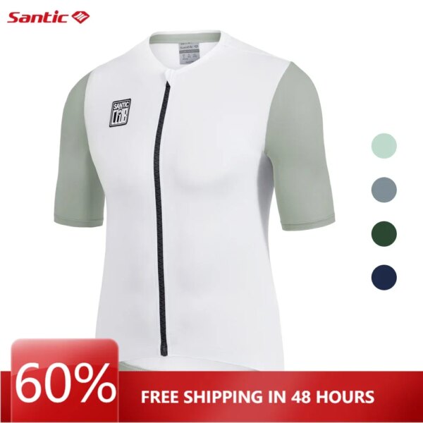 Santic Maillots de ciclismo para hombre, traje de ciclismo de carretera de verano, camisetas de ciclismo de manga corta transpirables de secado rápido